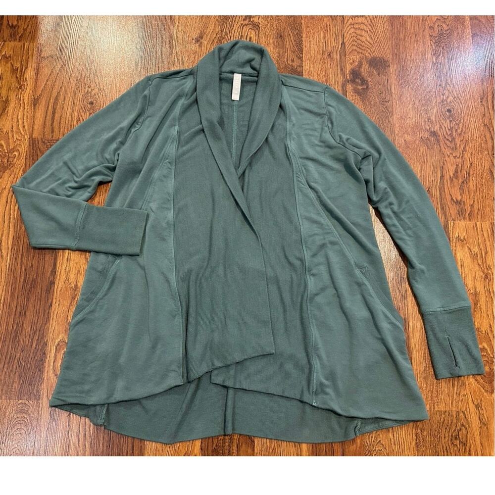 Athleta Pranayama Restore Wrap Cardigan Green Size Medium Open Front Lightweight